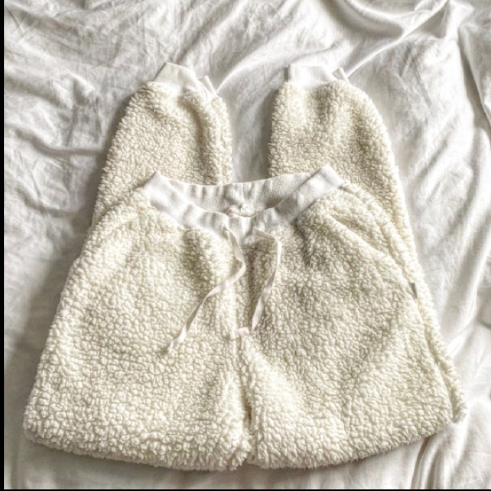 Cream Sherpa sweatpants